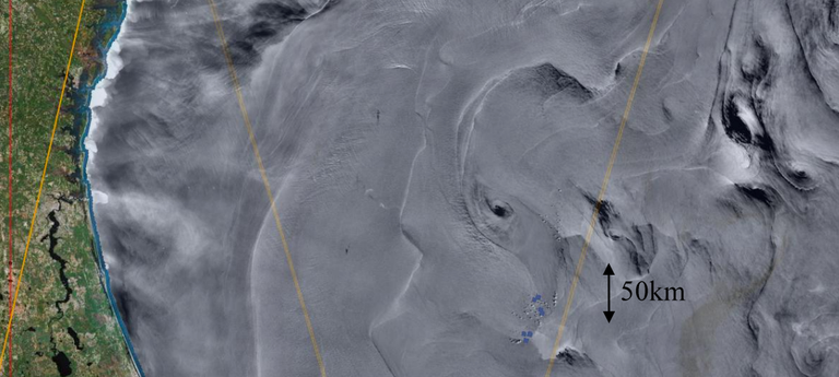 Image satellite de la rugosité de la surface de l'océan au large de la Floride